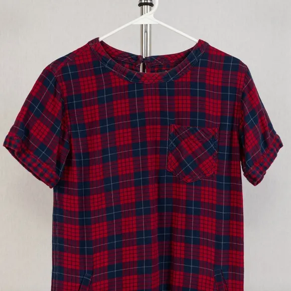 Madewell Edina Tee Shirt Mini Plaid Check Dress Flannel size XXS