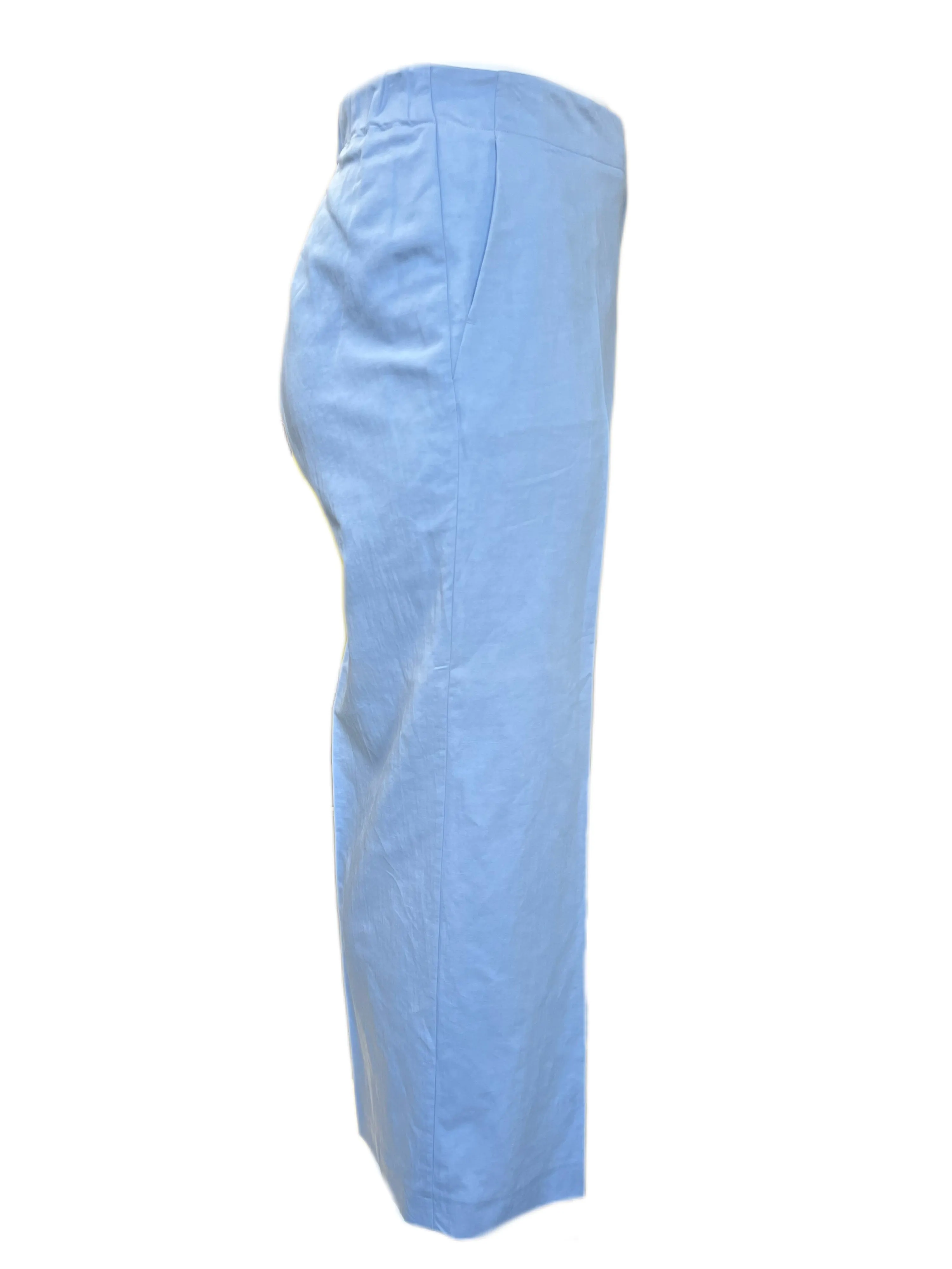 Marina Rinaldi Women's Light Blue Rio Mid Rise Wide Leg Pants NWT