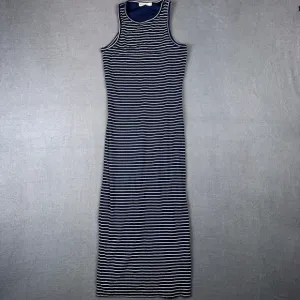 MARINE LAYER Striped Lexi Rib Daytime Midi Dress Sleeveless Blue White SZ XS