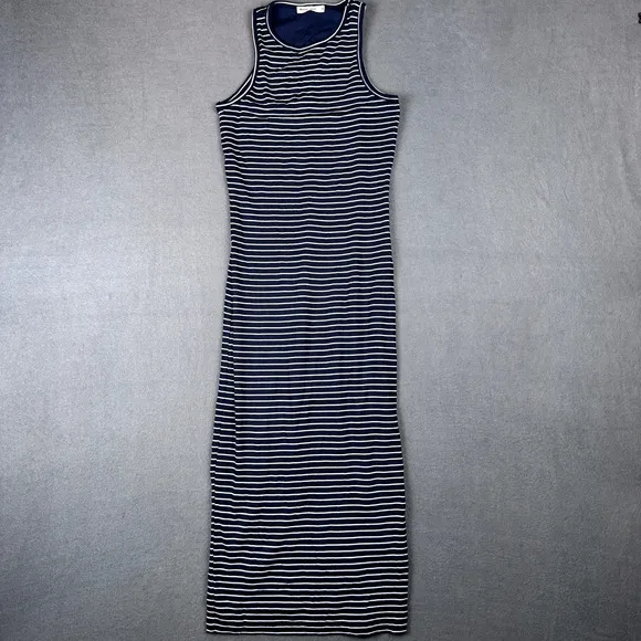 MARINE LAYER Striped Lexi Rib Daytime Midi Dress Sleeveless Blue White SZ XS