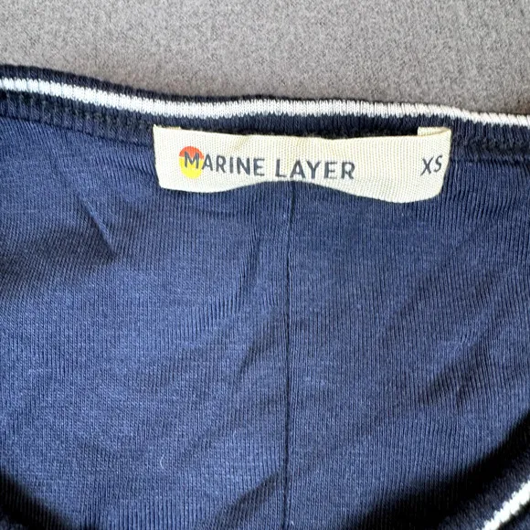 MARINE LAYER Striped Lexi Rib Daytime Midi Dress Sleeveless Blue White SZ XS