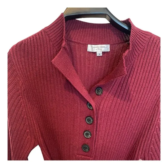 Marissa Webb Collective Henley Knit Mini Dress Burgundy Small