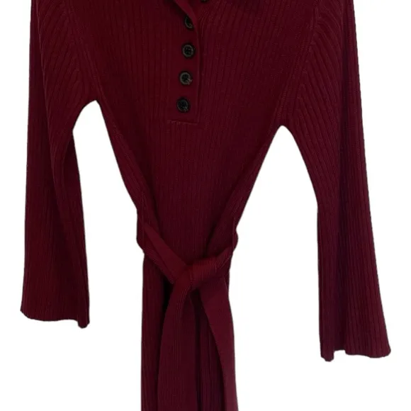Marissa Webb Collective Henley Knit Mini Dress Burgundy Small