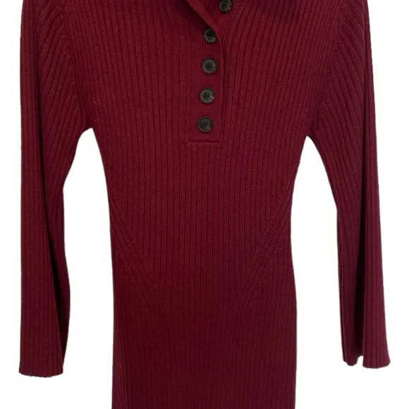 Marissa Webb Collective Henley Knit Mini Dress Burgundy Small