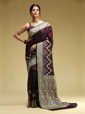 Maroon Banarasi Handloom Silk Saree