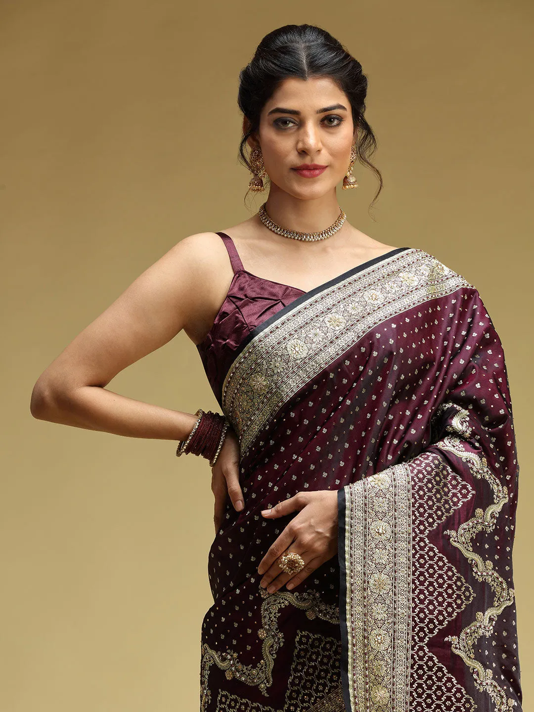 Maroon Banarasi Handloom Silk Saree