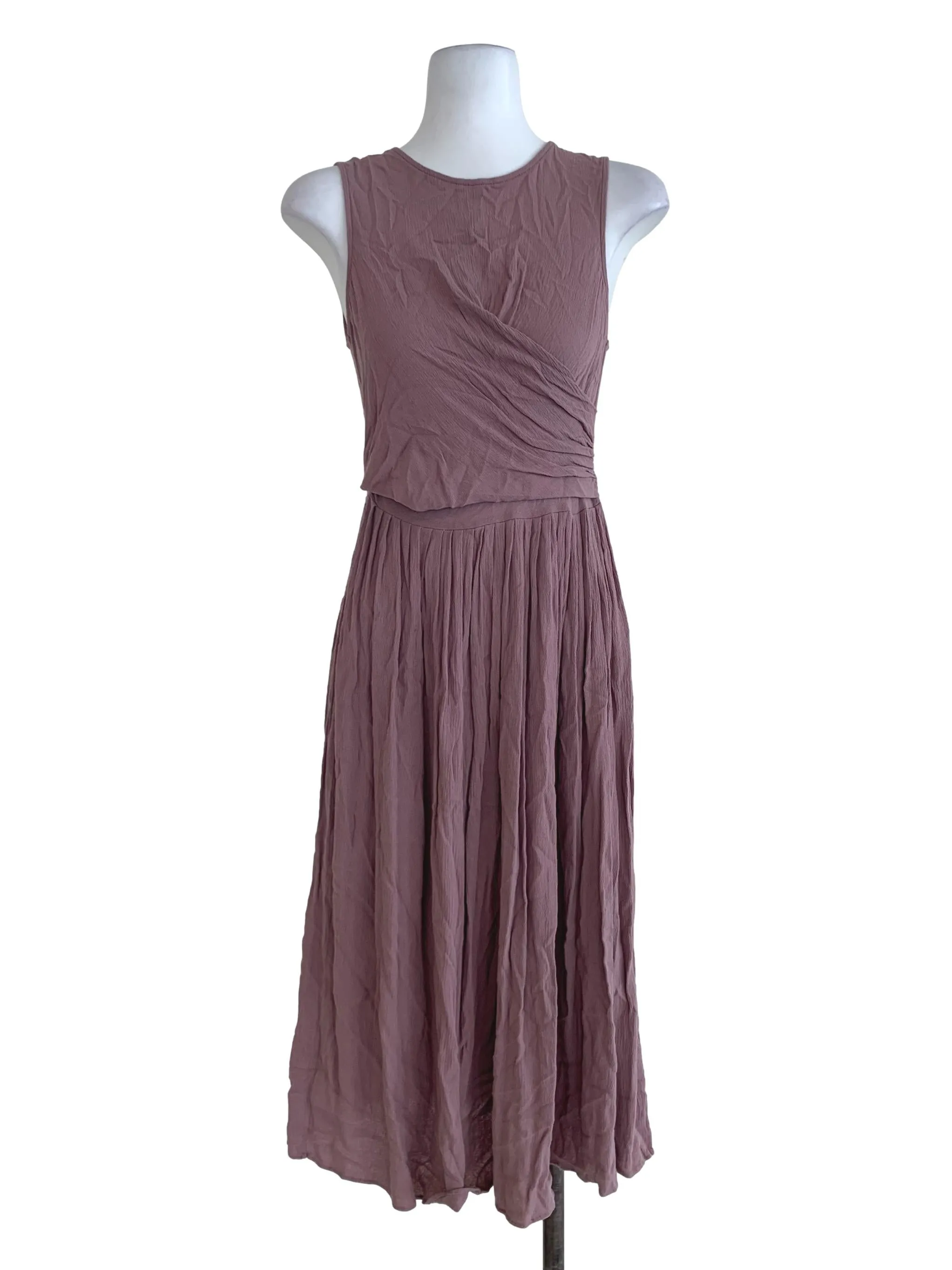 Mauve Plain A-Line Dress