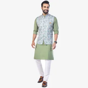 Men's Pista Kurta with Floral Printed Jacket