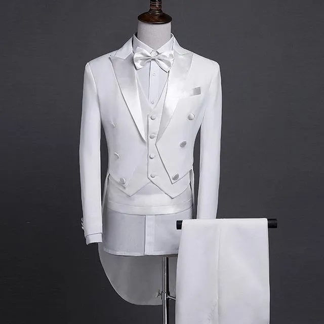 Men's Shiny Wedding 5 Piece Tail Coat Suit Up To 2XL