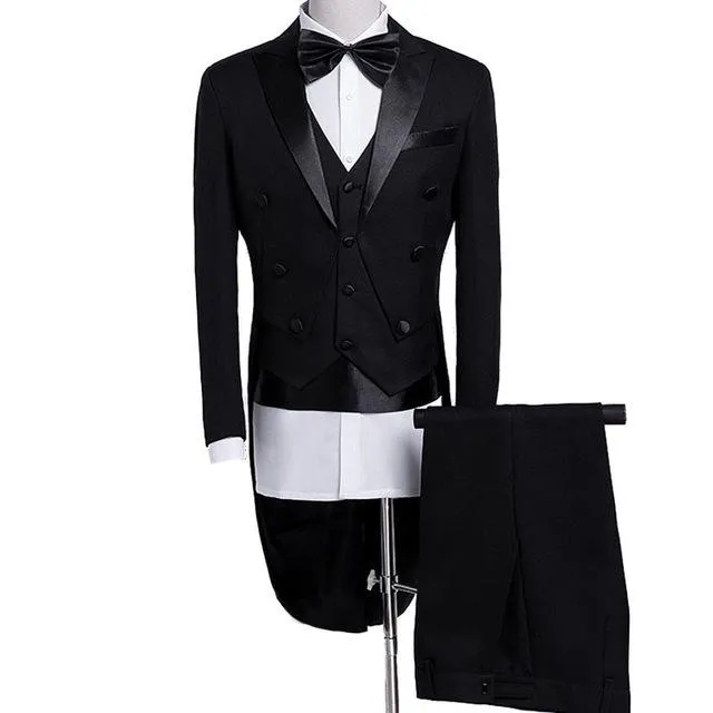 Men's Shiny Wedding 5 Piece Tail Coat Suit Up To 2XL
