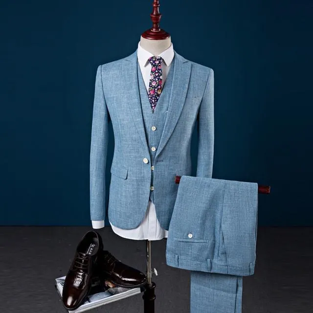 Men's solid 3 Piece suit up to 4XL