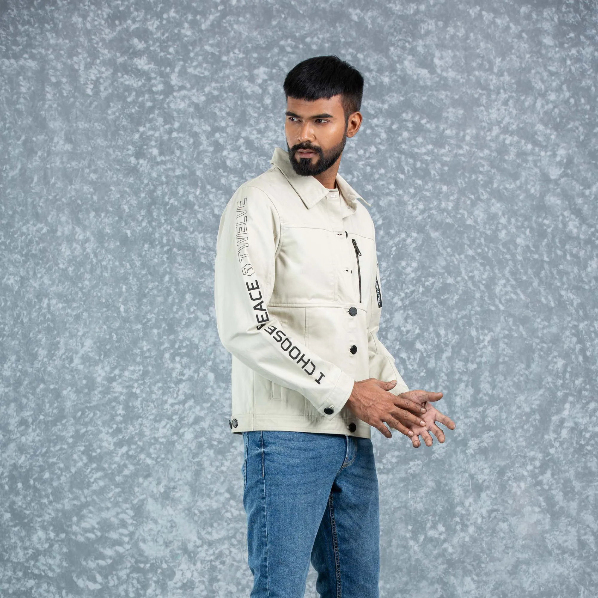 Mens Twill Jacket- Ivory
