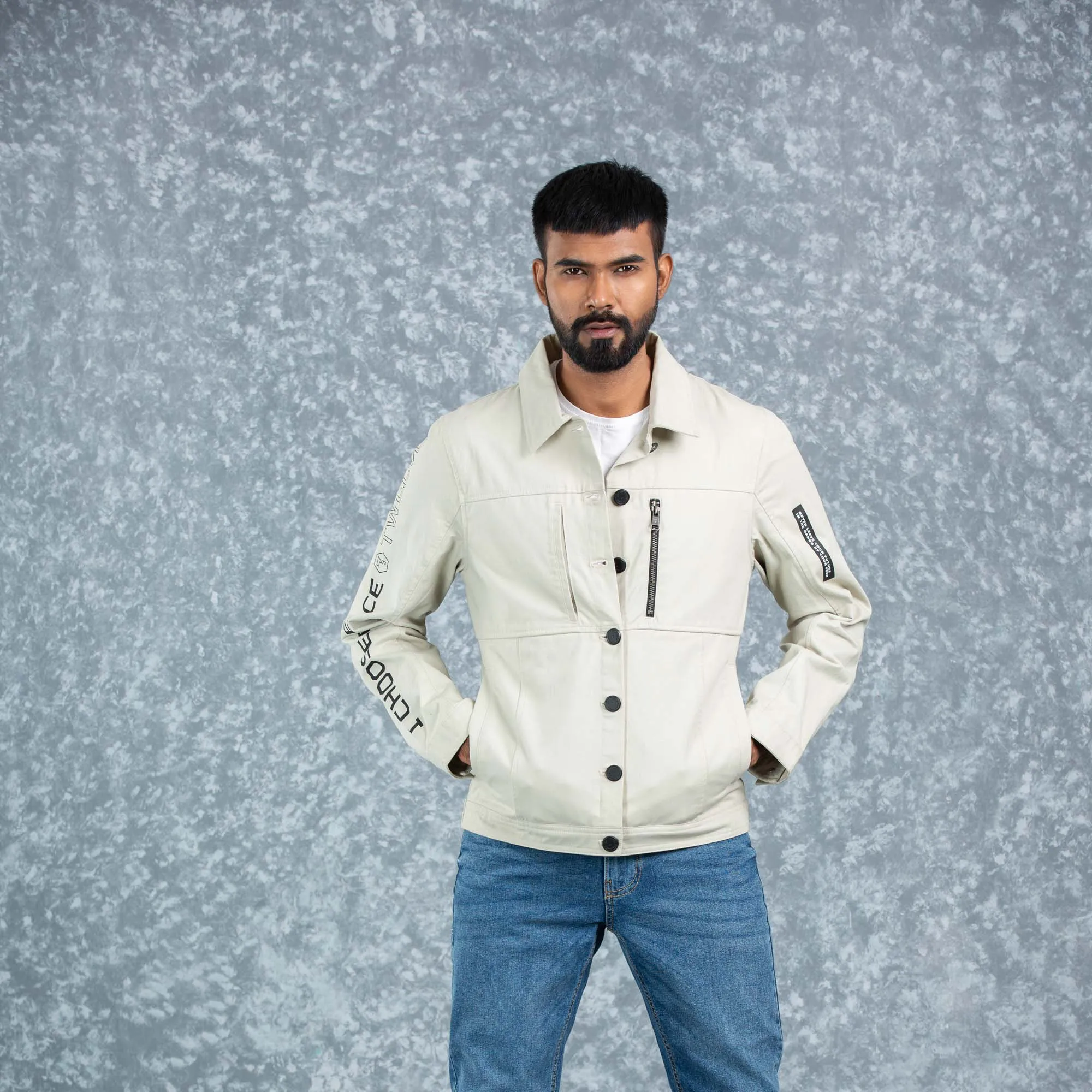 Mens Twill Jacket- Ivory