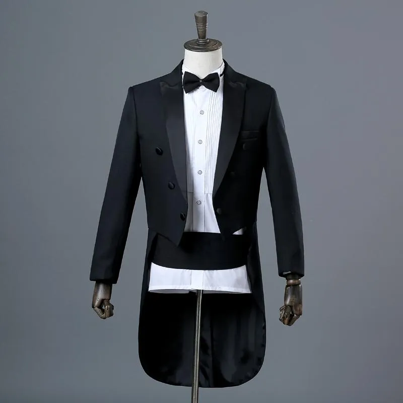 Men's Two-Piece Black Classic Tail Coat Suit Up To 2XL