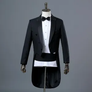 Men's Two-Piece Black Classic Tail Coat Suit Up To 2XL
