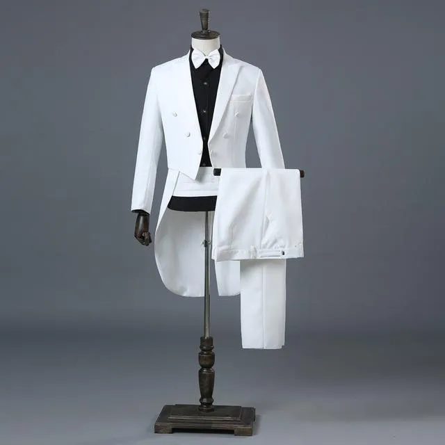 Men's Two-Piece Black Classic Tail Coat Suit Up To 2XL