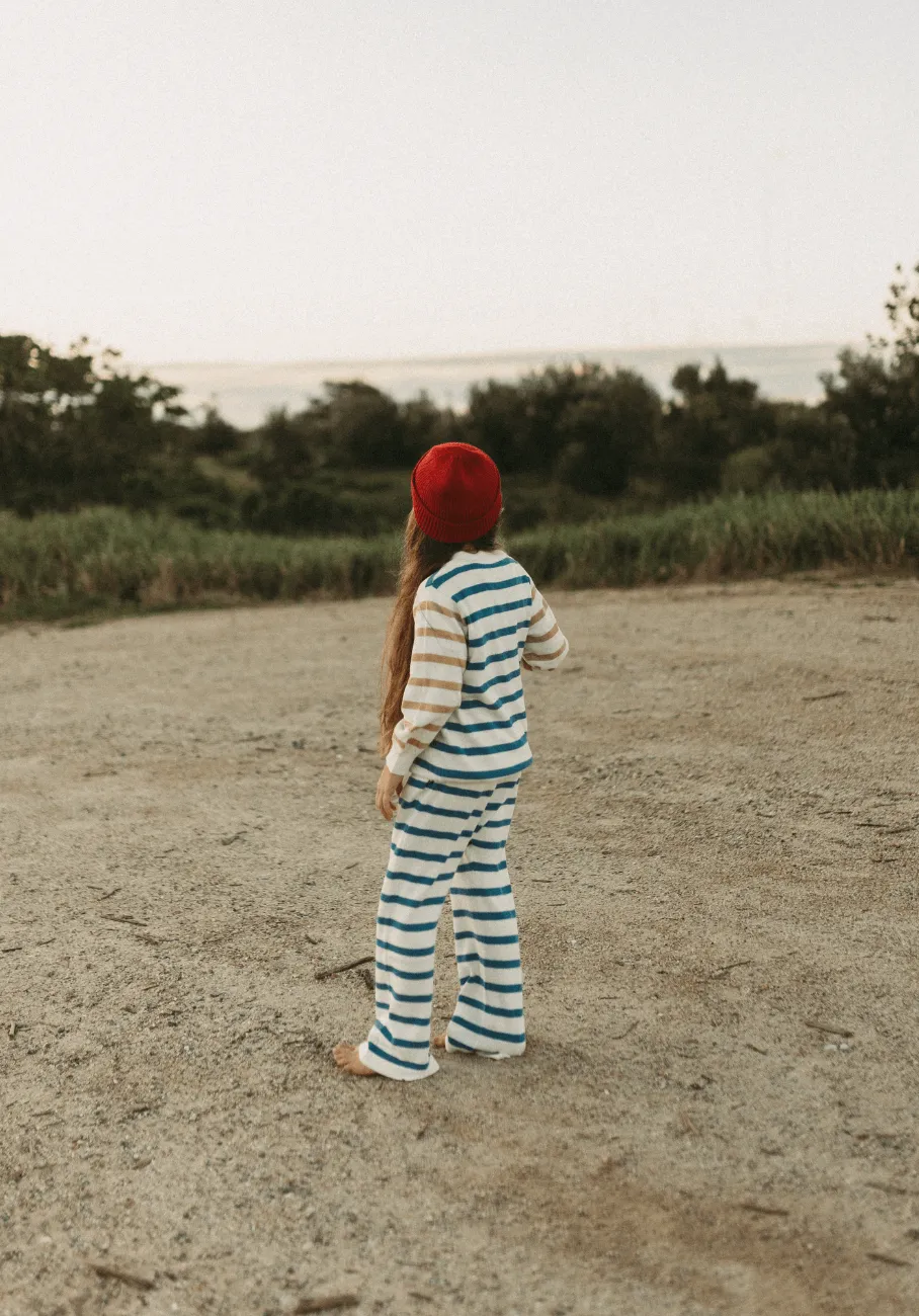 Miann & Co Kids - Wide Leg Knit Pants - Moon Blue Stripe
