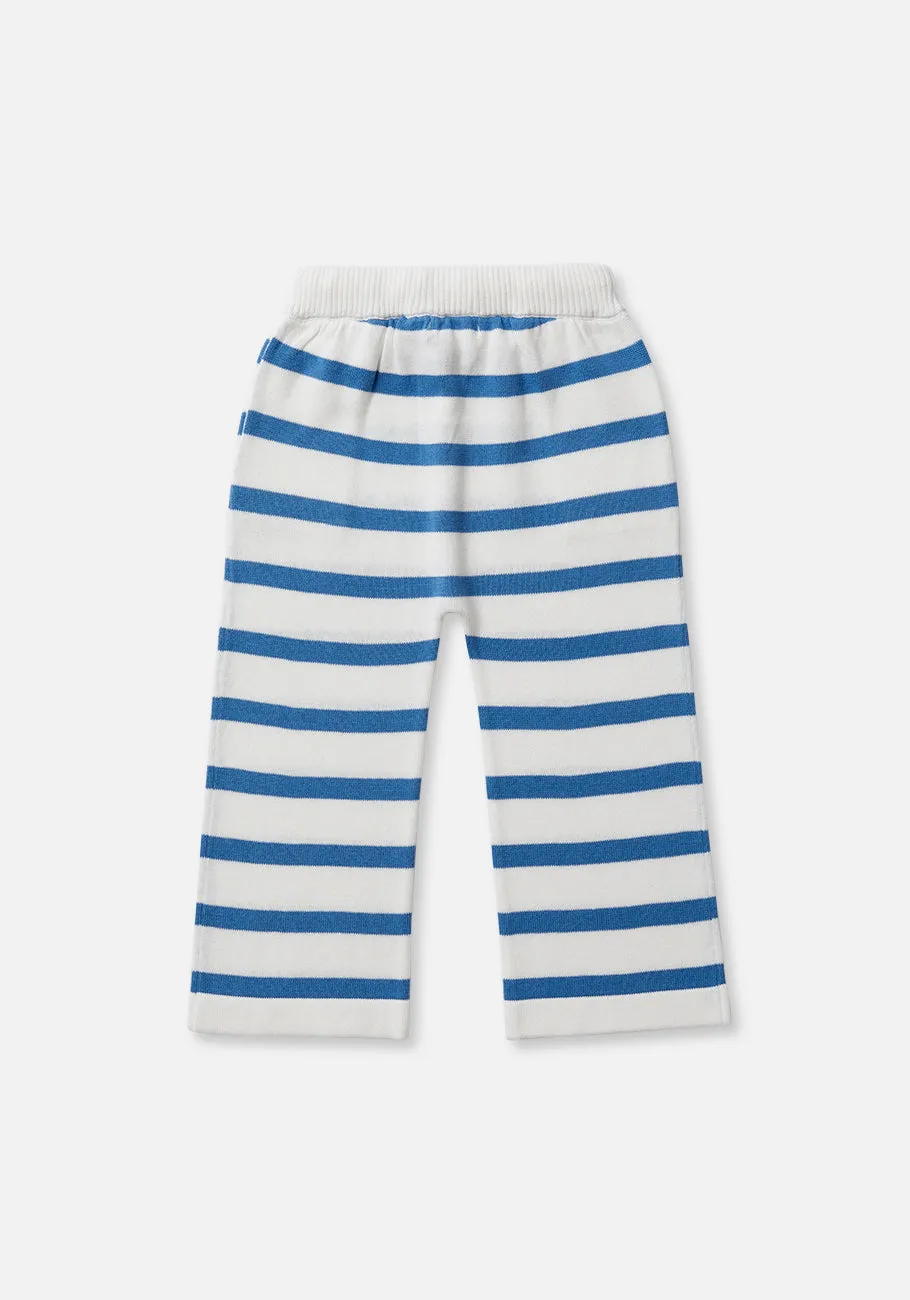 Miann & Co Kids - Wide Leg Knit Pants - Moon Blue Stripe