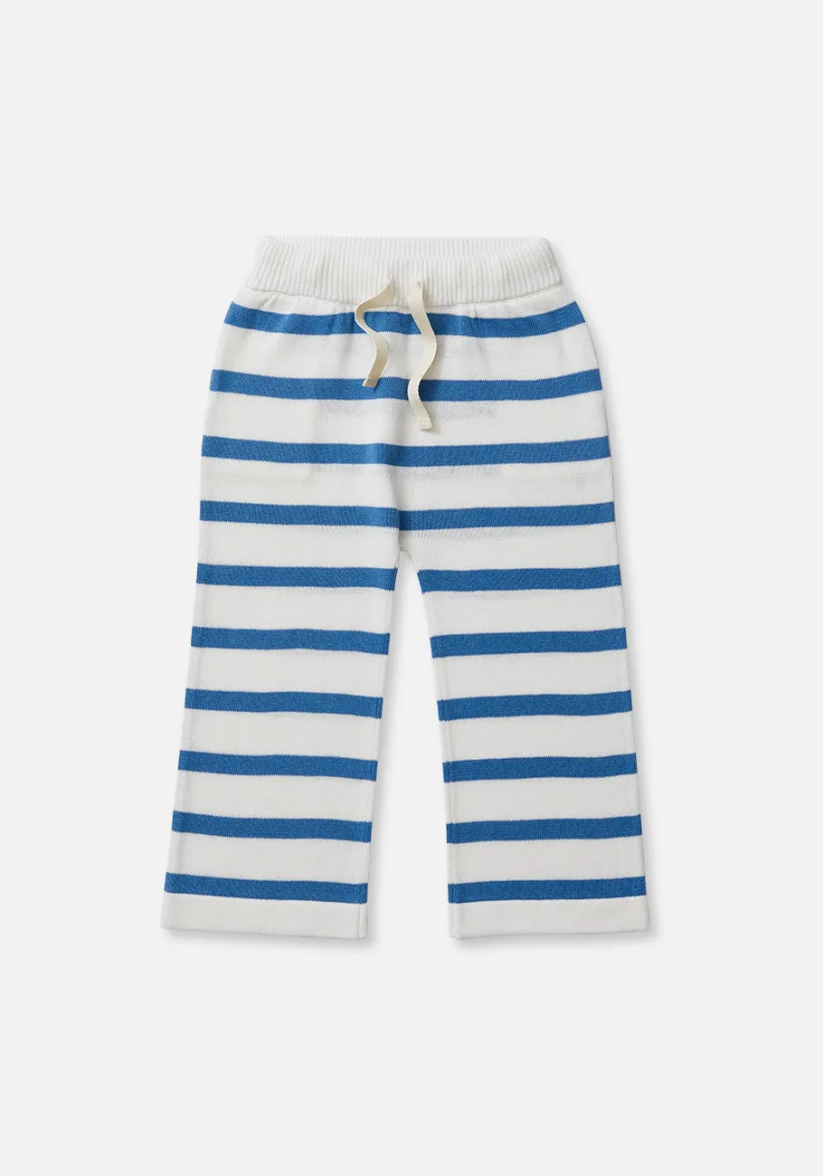 Miann & Co Kids - Wide Leg Knit Pants - Moon Blue Stripe