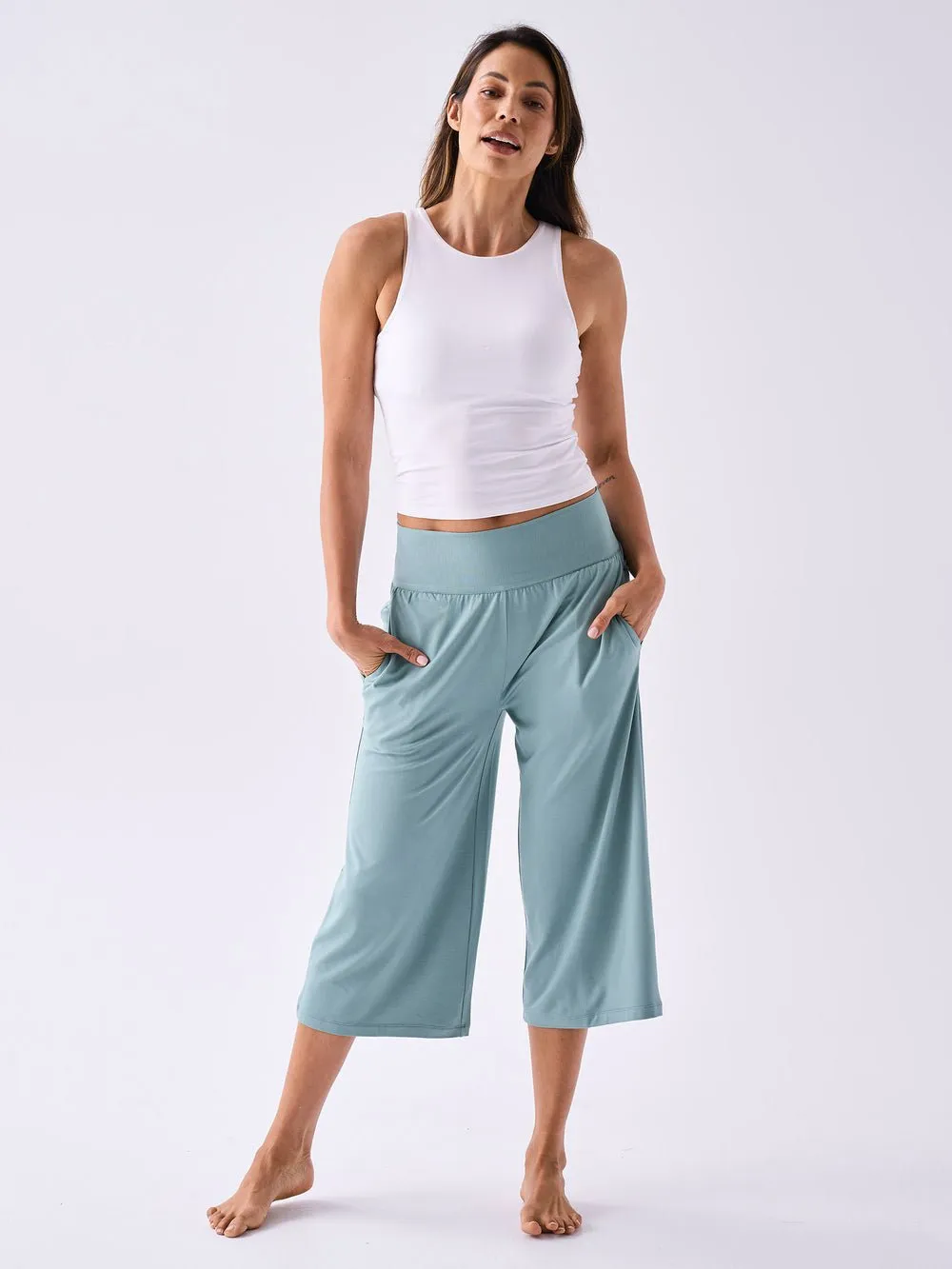 Modal Cropped Wide Leg - Mint