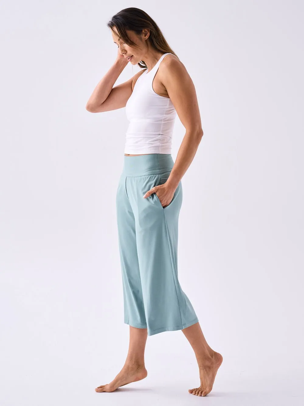 Modal Cropped Wide Leg - Mint