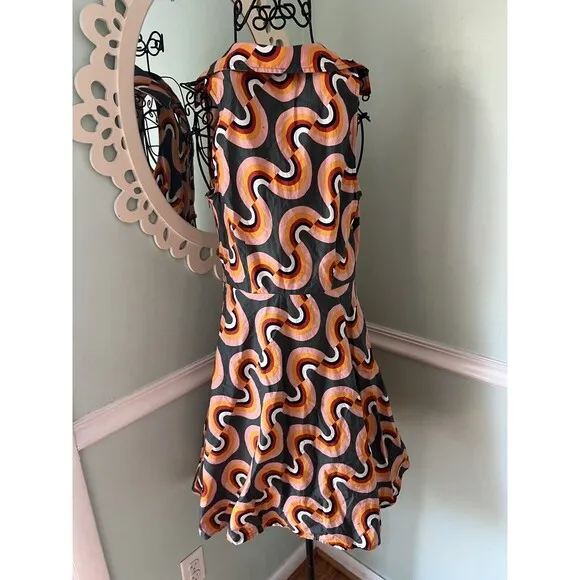 ModCloth “Mod Well” Rainbow sleeveless midi dress Sz  6 Swirl