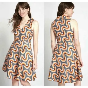 ModCloth “Mod Well” Rainbow sleeveless midi dress Sz  6 Swirl