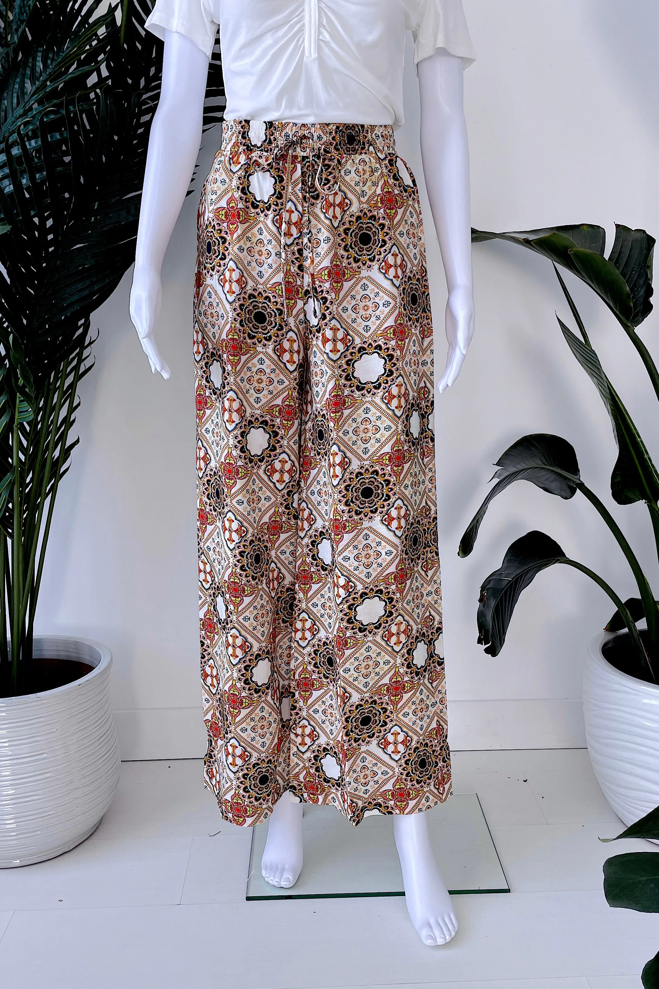 MOROCCO PRINT WIDE LEG PANTS IN SUNSET