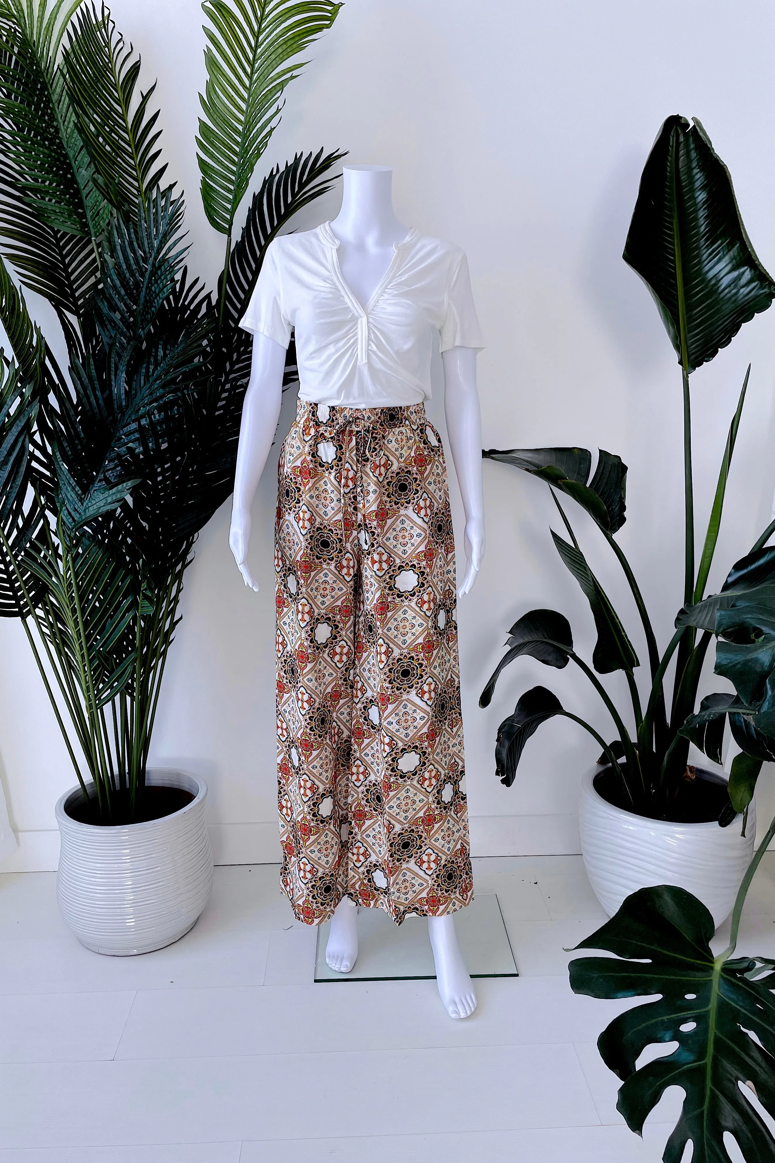 MOROCCO PRINT WIDE LEG PANTS IN SUNSET