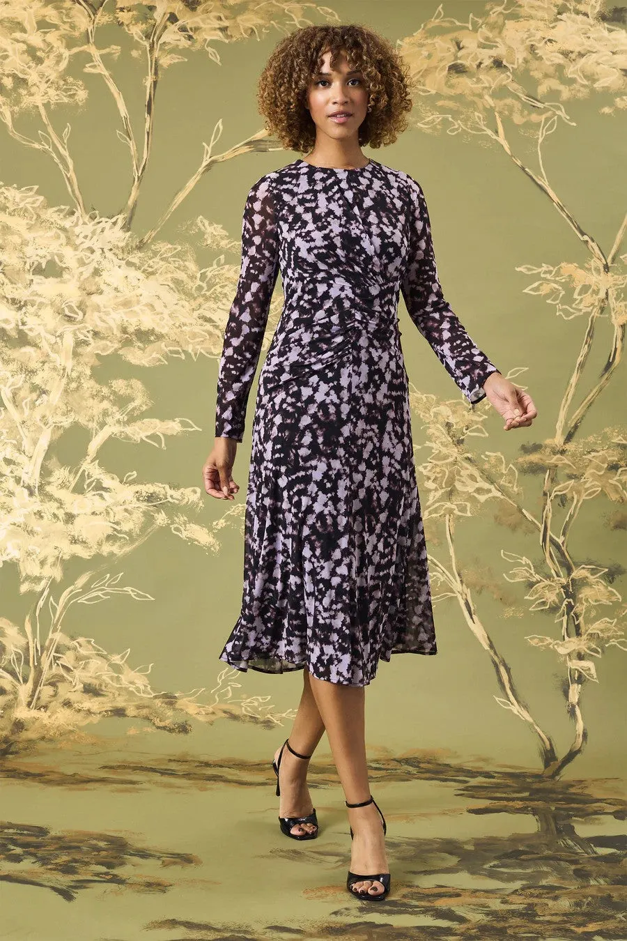 Nariah - Long Sleeve Draped Midi Dress