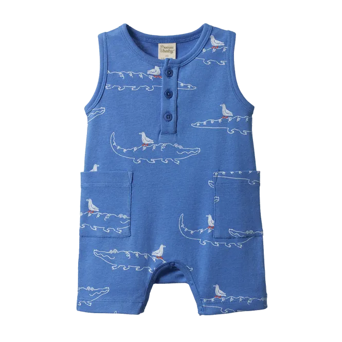 NATURE BABY CAMPER SUIT CURIOUS CROCODILES REEF PRINT