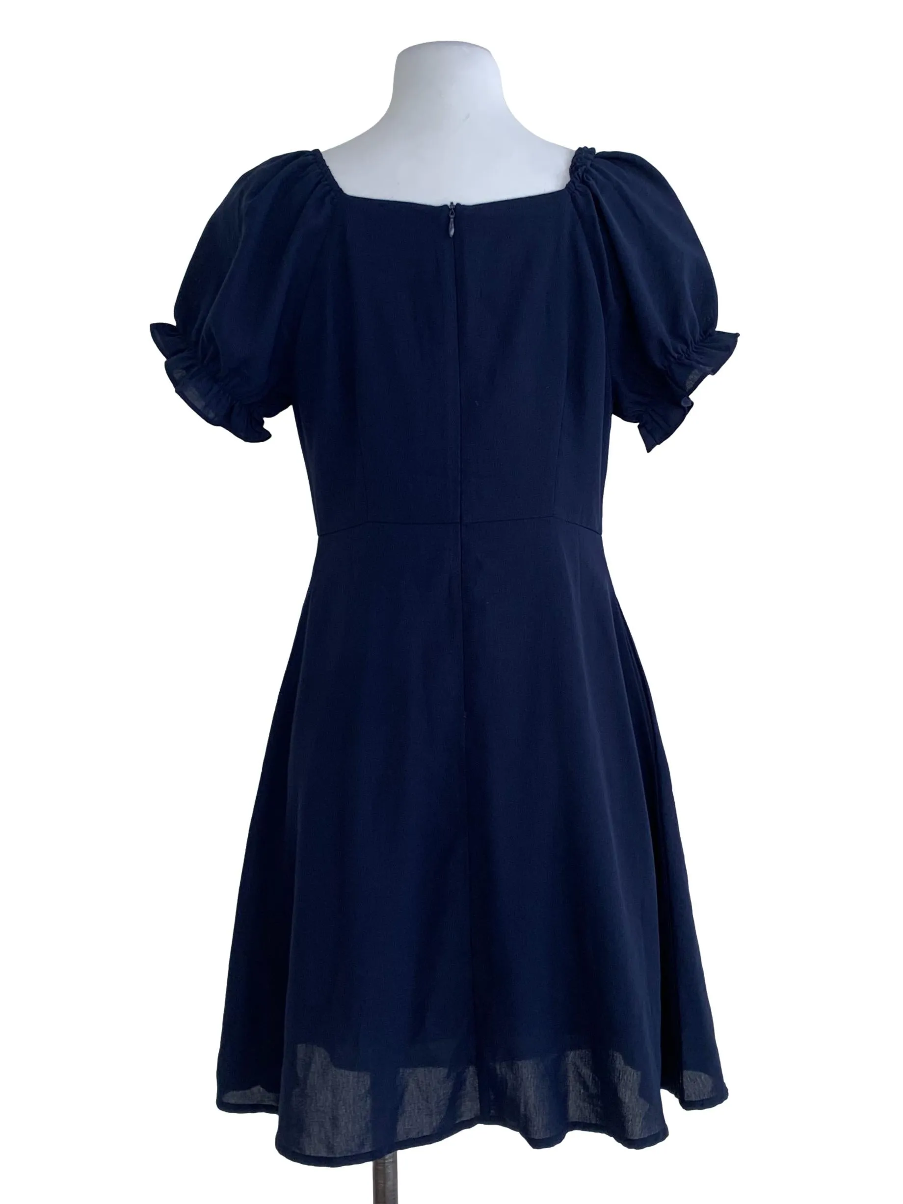 Navy Blue Plain A-Line Dress