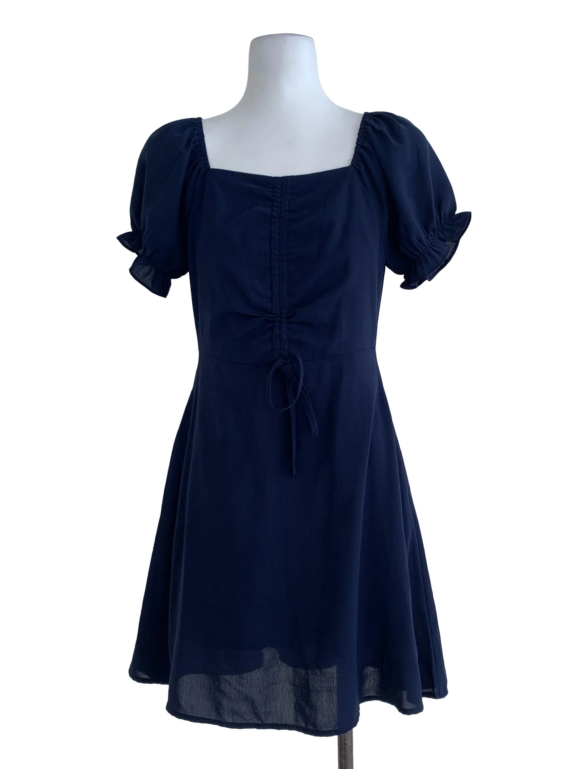Navy Blue Plain A-Line Dress