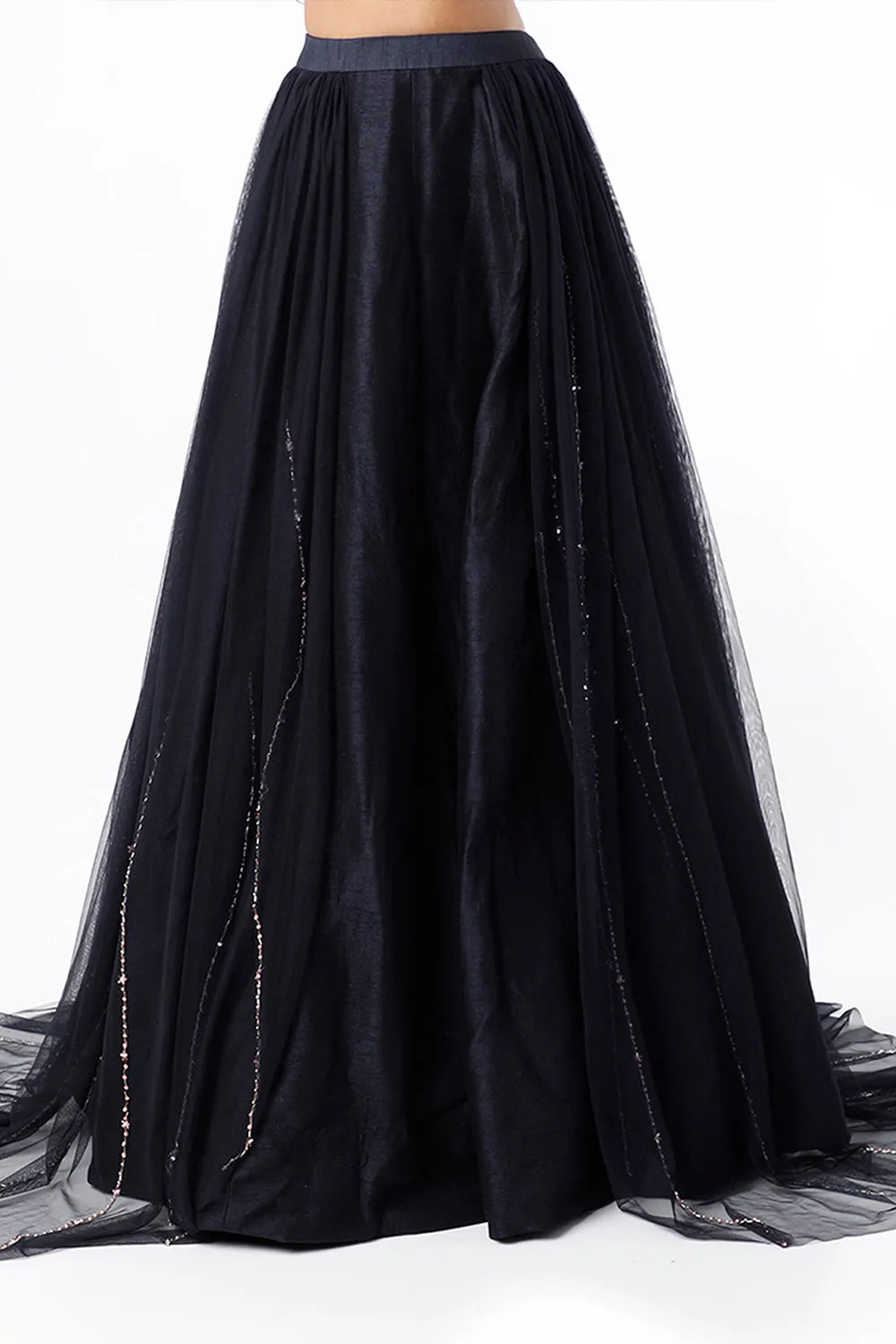 Navy Blue Rouching Lehenga Set