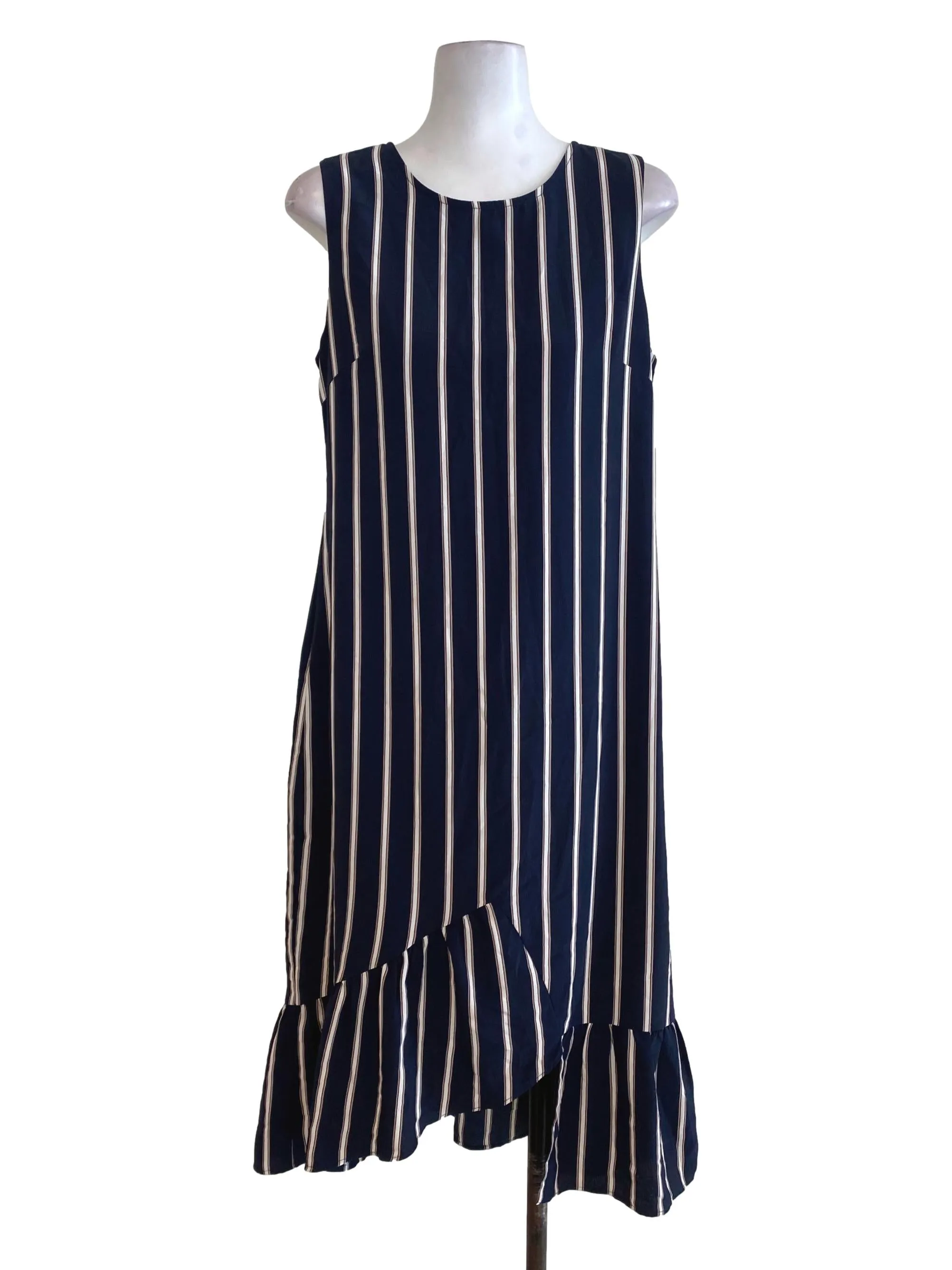 Navy Blue Striped Shift Dress