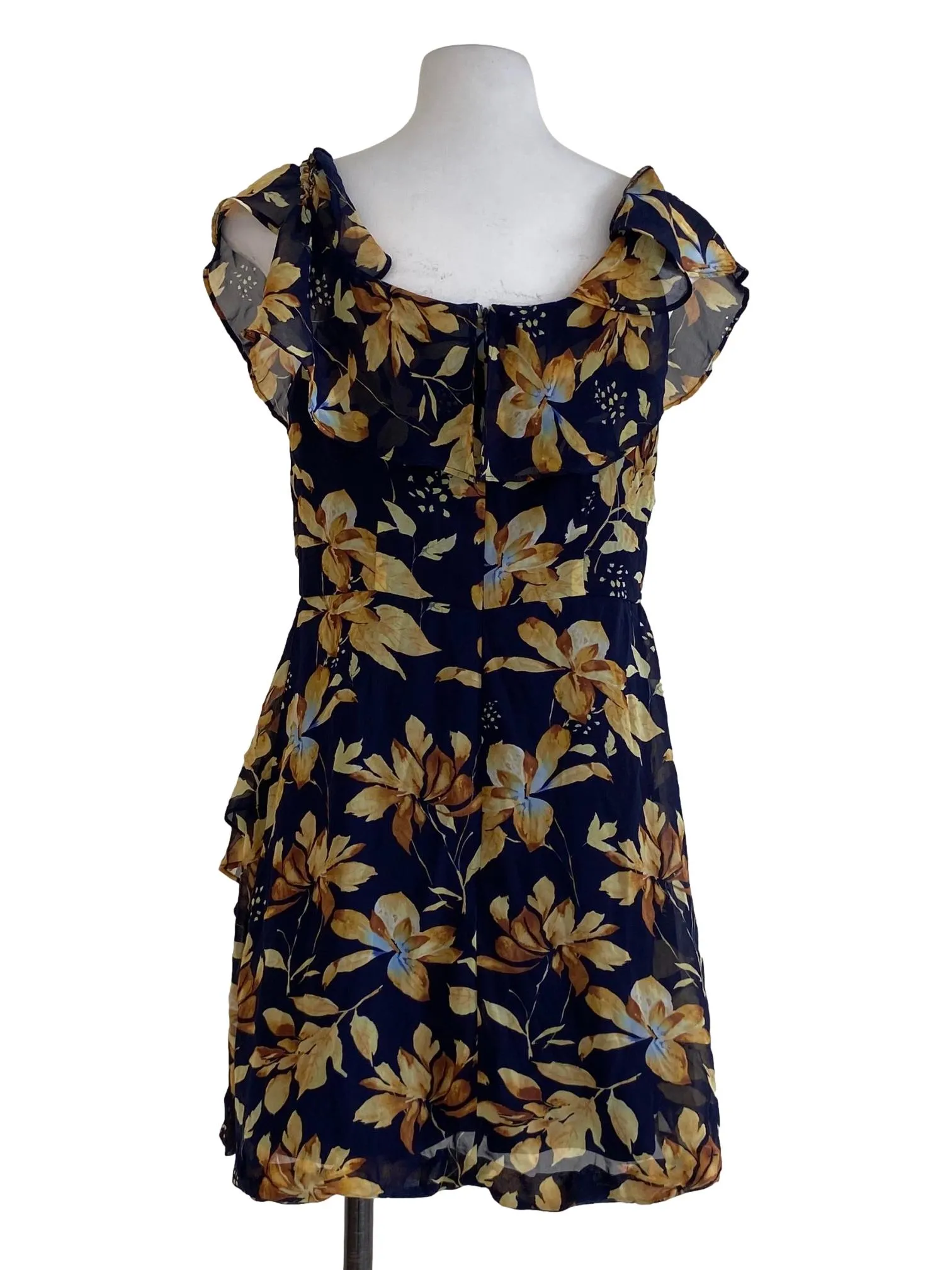 Navy Floral A Line Dress