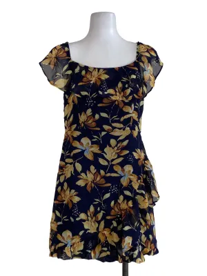 Navy Floral A Line Dress