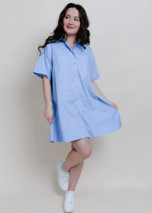 Nayla A-Line Shirt Dress - Sky Blue