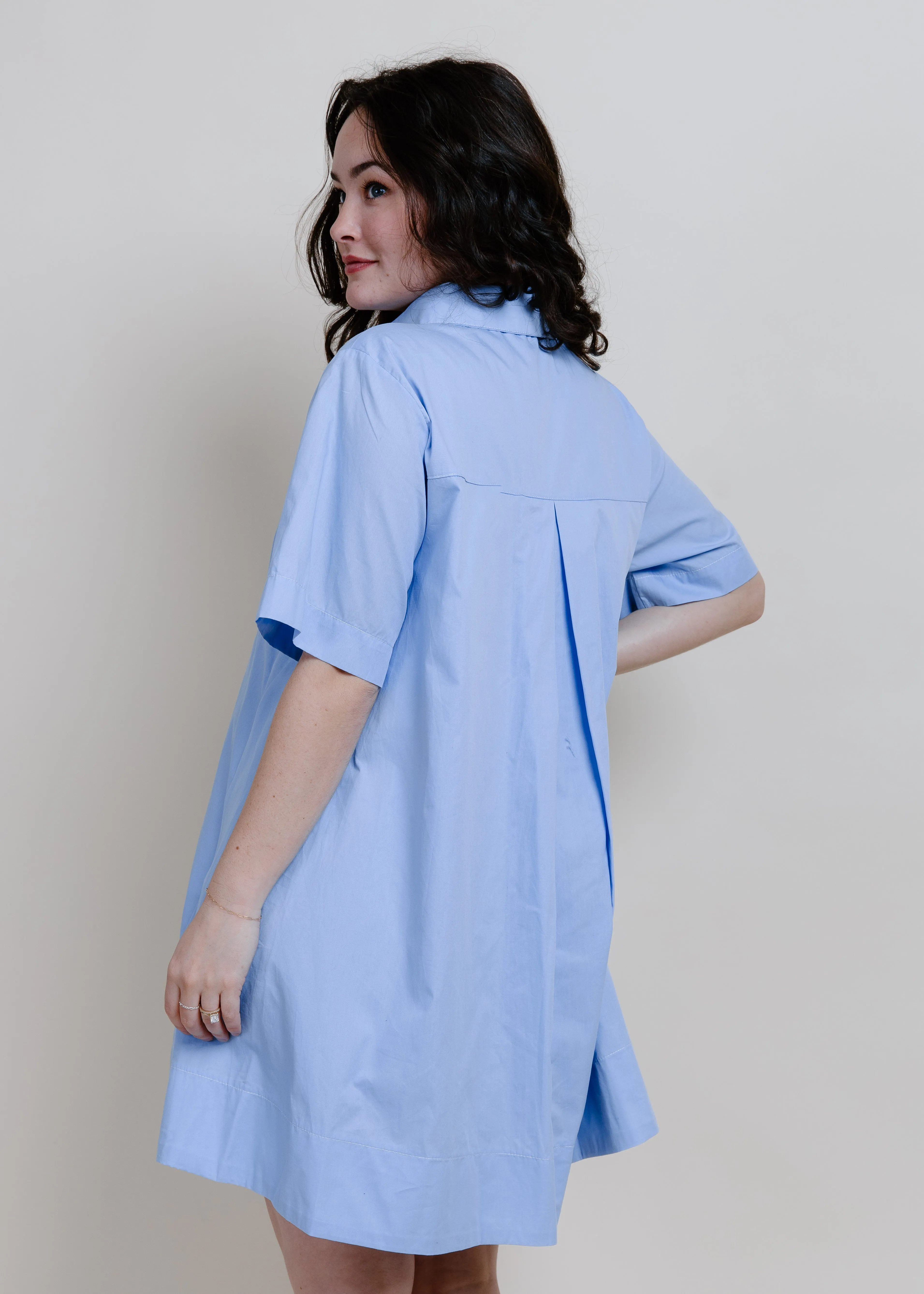 Nayla A-Line Shirt Dress - Sky Blue