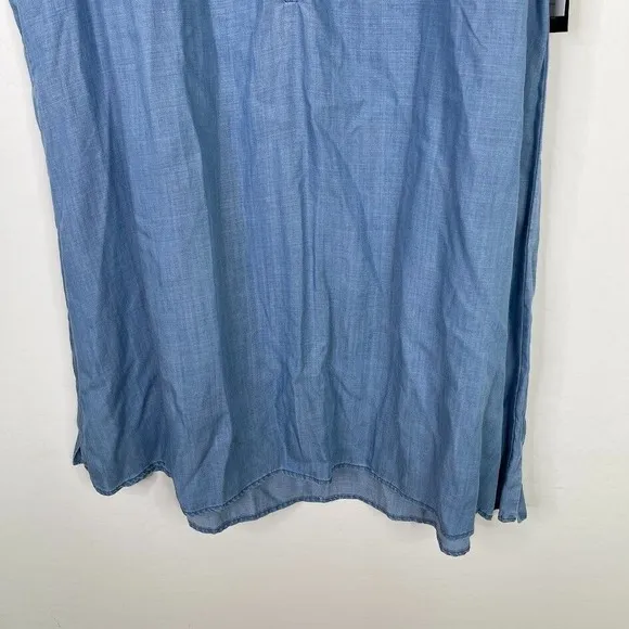 NEW Diane Gilman Size 2X Mini Shift Tank Dress Chambray 1/2 Zip Blue Resort Wear