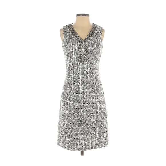 New Lands End Tweed Rhinestone Sleeveless Shift Dress PLUS Size 26W, Grey! Retails $149 