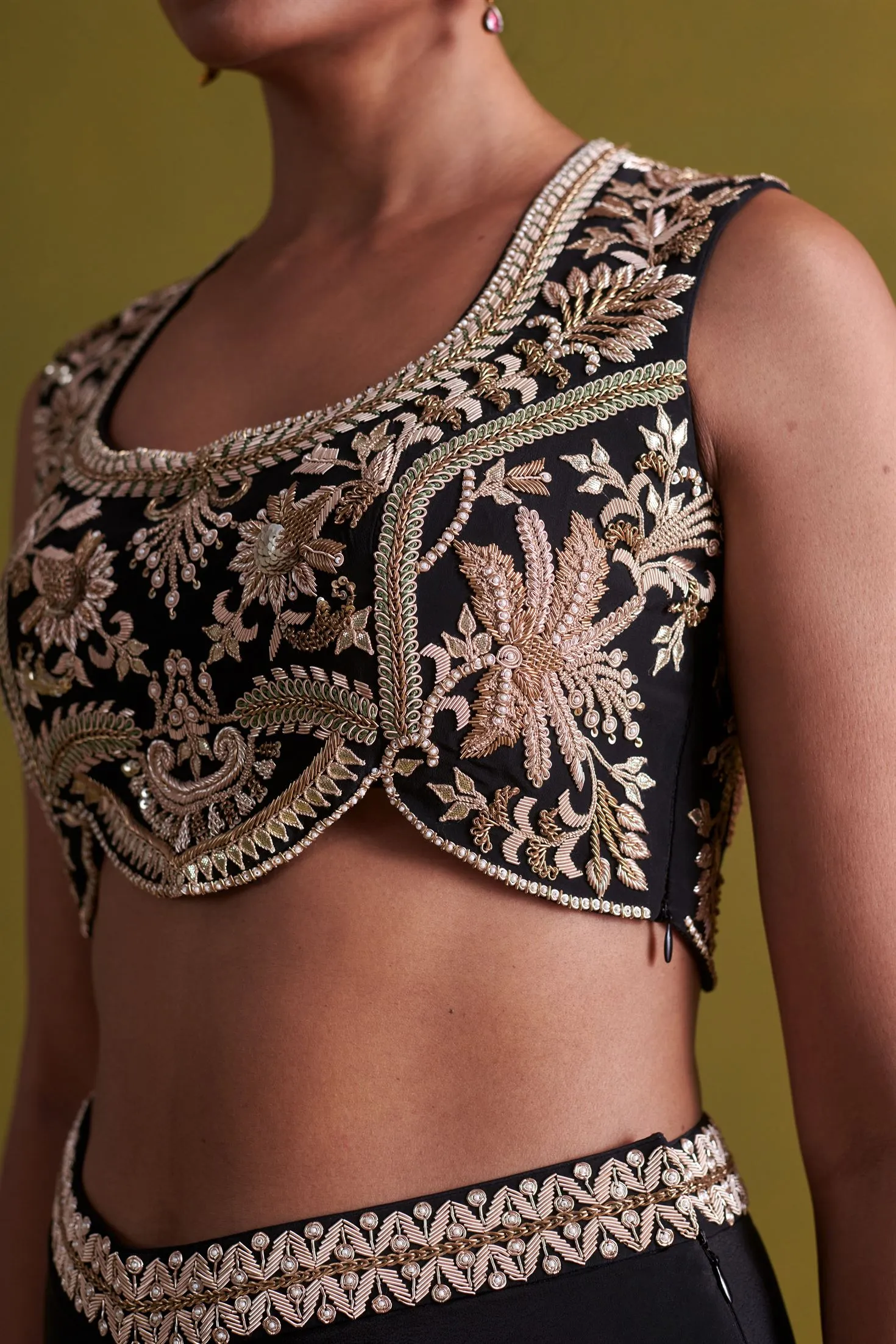 New Season Festive 2024-Bustier Top-Crepe Silk Black-AS121-Fashion Wedding Edit Aarti Sethia