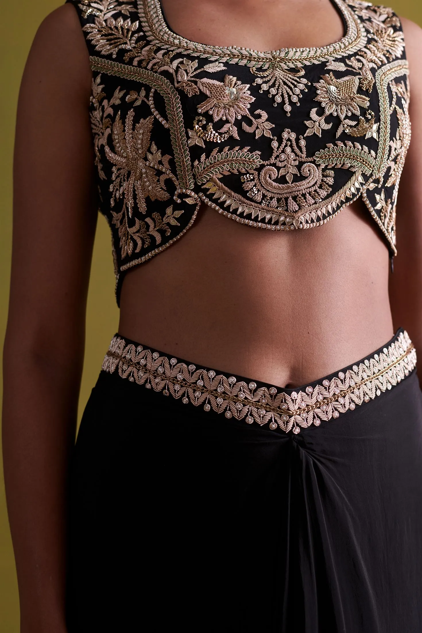 New Season Festive 2024-Bustier Top-Crepe Silk Black-AS121-Fashion Wedding Edit Aarti Sethia
