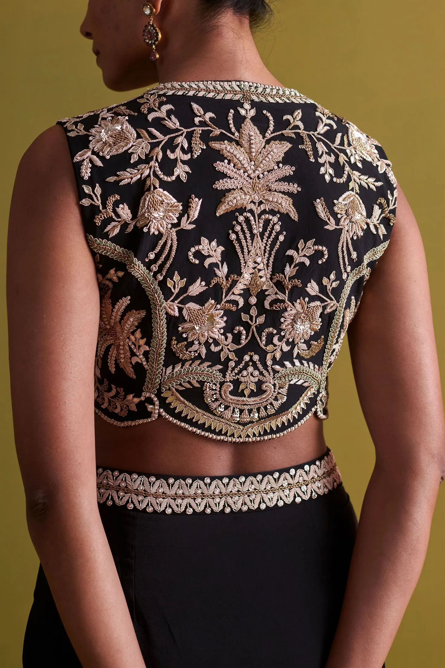 New Season Festive 2024-Bustier Top-Crepe Silk Black-AS121-Fashion Wedding Edit Aarti Sethia