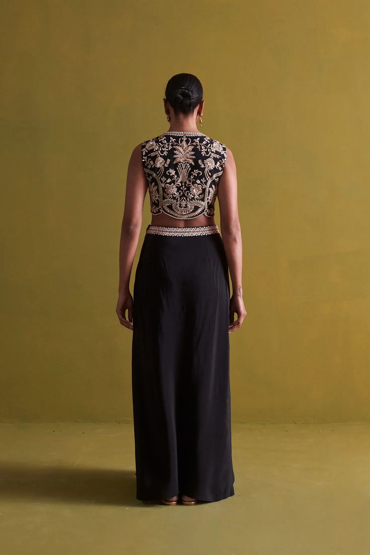 New Season Festive 2024-Coord Set-Crepe Silk/Bemberge Satin 2pcs Black-AS118-Fashion Wedding Edit Aarti Sethia