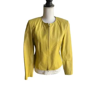 Newport News ladies tailored mustard leather jacket size 6