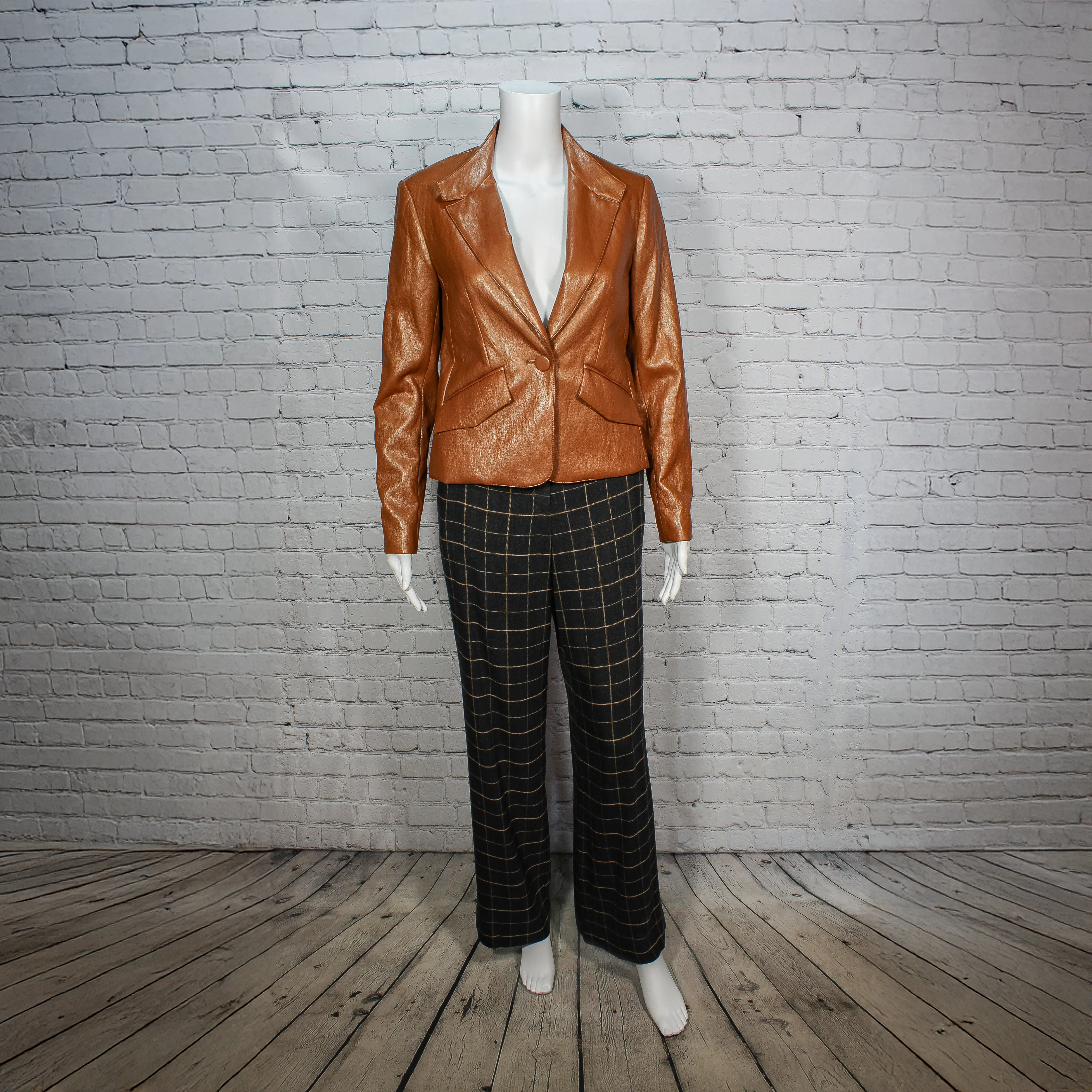 Nicki L Faux Leather Jacket in Saddle by Drew