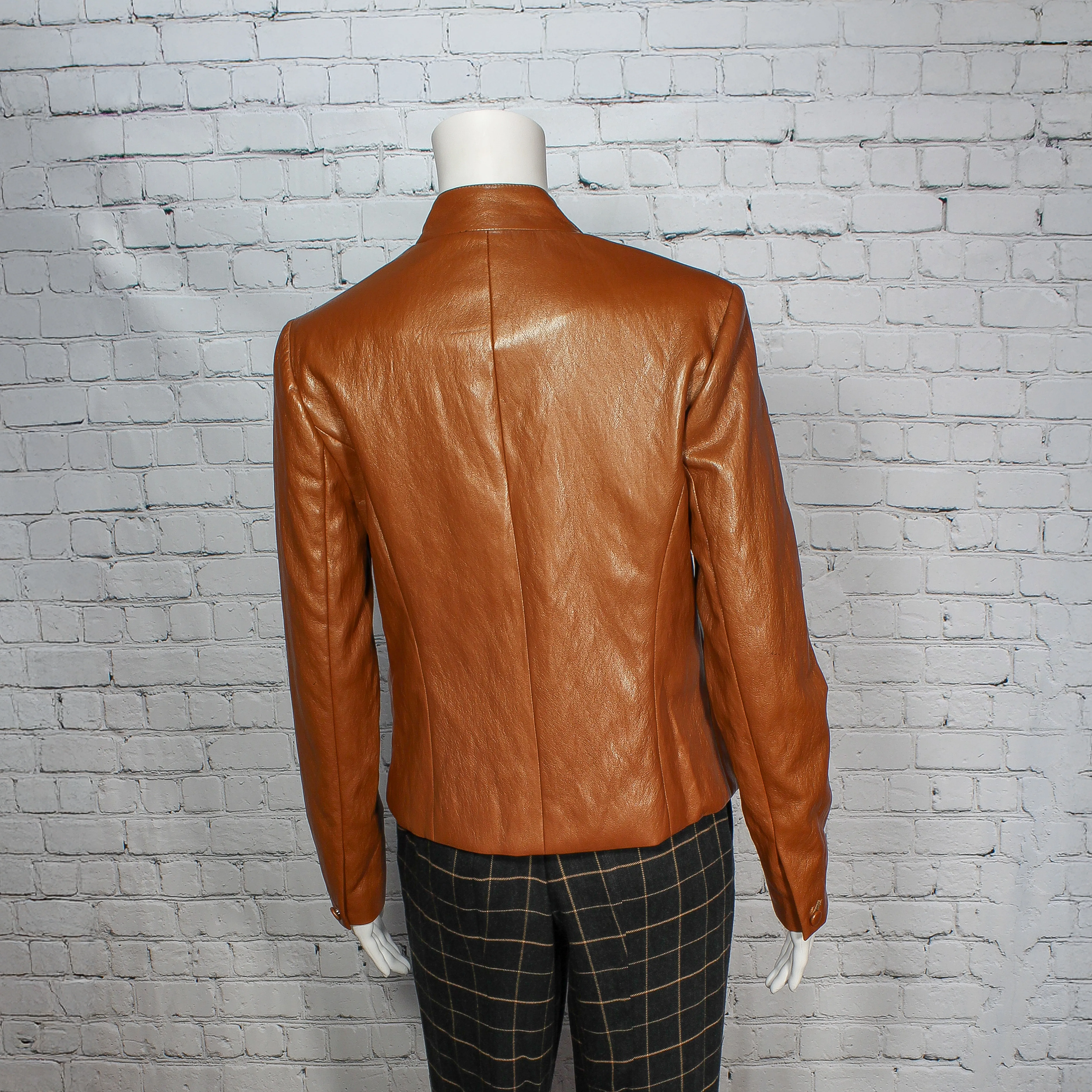 Nicki L Faux Leather Jacket in Saddle by Drew