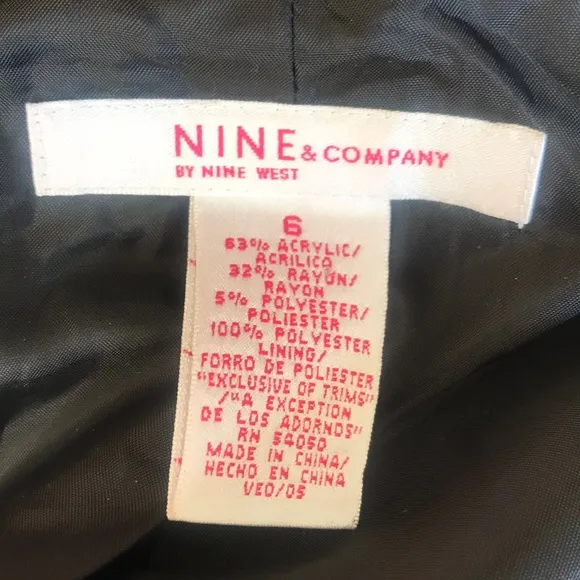 Nine &amp; Company Tow Piece Skirt Set Size 6 Black