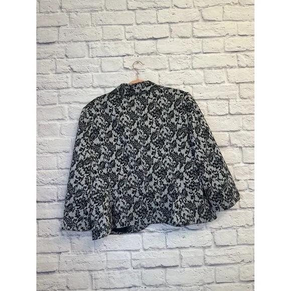 Nipon Boutique Skirt Suit Set Black White Lace Floral Size 16
